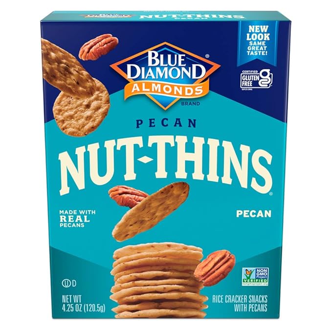 Blue Diamond Almonds, Pecan Thins Gluten Free Cracker Crisps perfect for Snacking, 4.25 oz