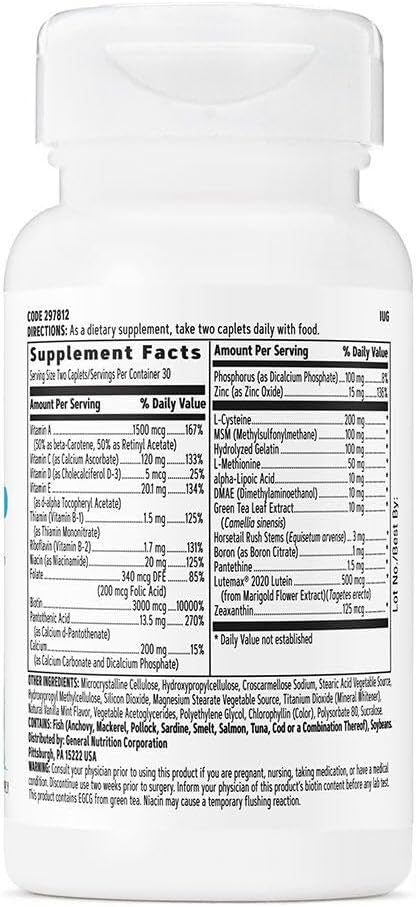GNC Women's Hair, Skin & Nails | Daily Multivitamin Blend | Biotin (3,000 mcg), Hyaluronic Acid, Vitamins C & E with Niacin | Added Antioxidants | Supports Womens Health and Beauty | 60 Caplets