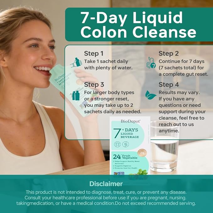 Liquid Probiotics with Prebiotics for Bloating Relief – 7 Day Gut Colon Cleanse & Detox Drink – Daily Digestive Support & Microbiome Balance – Vegan & Gluten-Free (2-Pack)