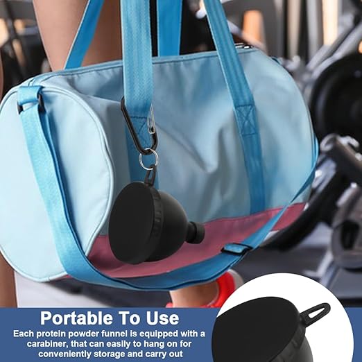 Protein Powder Funnel 4-Pack with Cleaning Brush, 5oz Leak-Proof Containers, Gym Travel Supplement Dispenser, Black White