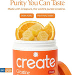 Create Creatine Monohydrate Gummies for Men & Women, Boost Focus, Strength, and Endurance, Anti-Melting Formula, Vegan, Gluten-Free, Non-GMO, 1.5g of Creatine per Gummy (Orange)