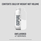 Isopure Zero Carb 100% Pure Whey Isolate Protein Powder, Gluten Free, with Vitamins, Unflavored, 25g Protein Per Serving, 3 Lbs, 47 Servings (Packaging May Vary)