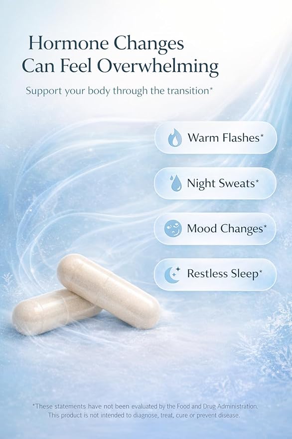 Menopause Support for Women – Hot Flash & Night Sweat Relief – Black Cohosh Supplement – Non-GMO, Gluten-Free – 30 Capsules