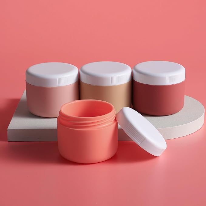 Kuangre Travel Containers for Toiletries, Silicone Cream Jars BPA-Free, Leak-proof 3oz Travel Size Containers, Portable Size Silicone Jars with Lid for Cosmetic Face Hand Body Cream (4 Pack)