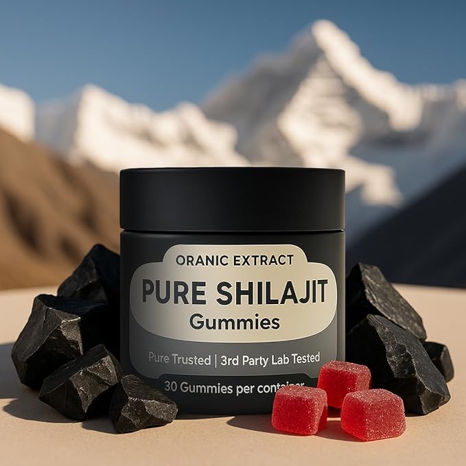 Shilajit Gummies–Himalayan Source 9000mg, Energy & Immune Support for Men & Women, Fulvic Acid + 85 Trace Minerals, Manuka Honey Flavor, Organic, Non-GMO, 30 Vegan Gummies