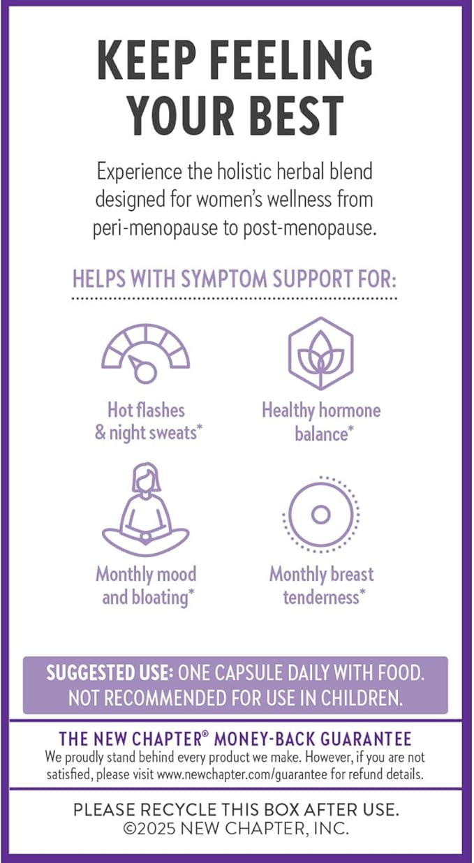 New Chapter Menopause Supplement - Estrotone Herbal Hormone Balance for Women in Perimenopause, with Black Cohosh for Hot Flash Relief & to Reduce Night Sweats + Vitex, No Added Hormones - 60 ct