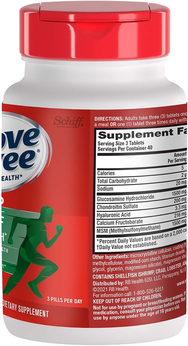 Move Free Advanced Glucosamine Chondroitin MSM Joint Support Supplement, Supports Mobility, Comfort, Strength, Flexibility & Bone, 120 Tablets/40 Servings (2 Pack)