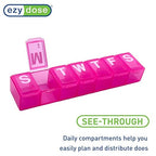 EZY DOSE Weekly (7-Day) Daily Pill Organizer, Vitamin Planner, Medicine Container, Case for Supplements and Fish Oils, Convenient and Easy to Use, Medium Compartments, Travel Friendly, Pink, BPA Free