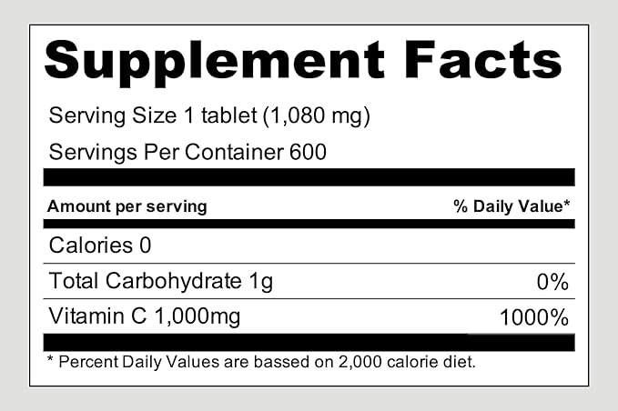 Korea Eundan High Potency Vitamin C 1000mg – 600 Tablets (20-Month Supply), Individually Packed for Freshness & Portability