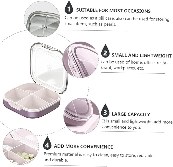 SHERCHPRY 1Pc Portable Mini Medicine Holder Sealed Pill Organizer Compact Storage for Travel Design for and Items for Daily Use Go