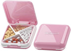 DUBSTAR Small Pill Box,Pill Case,Pill Organizer,Travel Portable Pocket Pill Box Medicine Organizer,Daily Pill Container for Purses Compact Travel Medicine Holder for Vitamins Medication Pink
