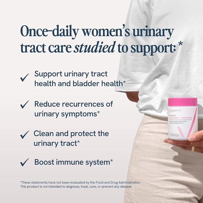 Happy V Dr. Formulated D-Mannose with Cranberry Pills for Women Cranberry for Urinary Tract infections & D Mannose Powder for UTI Infection Prevention, Bladder & Urinary Tract Health & Harmony