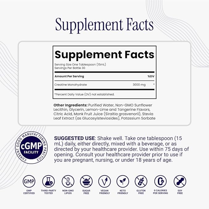 Rho Nutrition Liposomal Creatine Monohydrate - Ultra High Absorption Liquid Creatine Supplement – Promotes Lean Muscle Mass & Recovery, Supports Brain Function & Enhances Cellular Energy Production