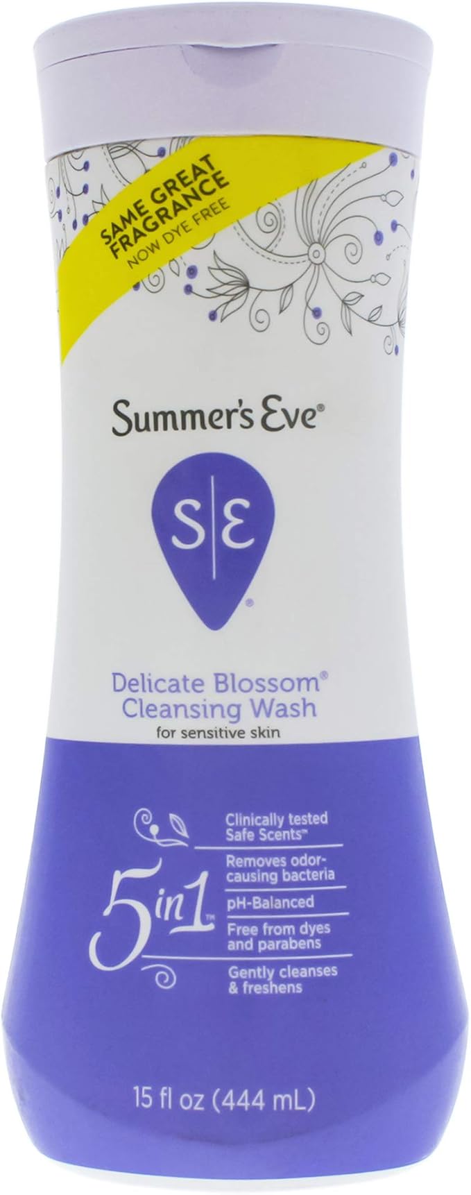 Summer's Eve Delicate Blossom All-Over Daily Feminine Wash, pH-Balanced Body Wash for Women, Removes Vaginal Odor and Refreshes, 15 Fl Oz (Pack of 2)
