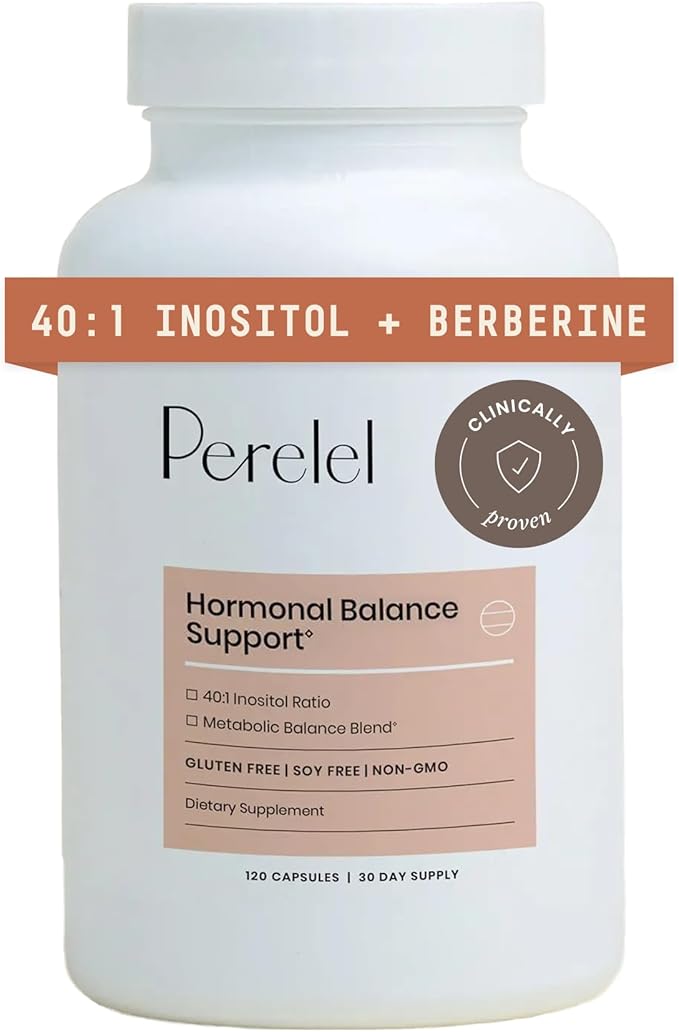 Perelel Hormone Balance Support, Myo & D Chiro Inositol, Womens Inositol Supplement with Berberine, Alpha Lipoic Acid, & Dim to Support Female Health, Soy, Dairy & Gluten Free, Non GMO, 120 Capsules