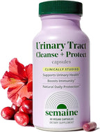 Semaine Urinary Tract Cleanse & Protect - 60 ct, Bladder Support Supplement for Women, Flushes Urinary Tract. Combines Cranberry Proanthocyanidins with Hibiscus