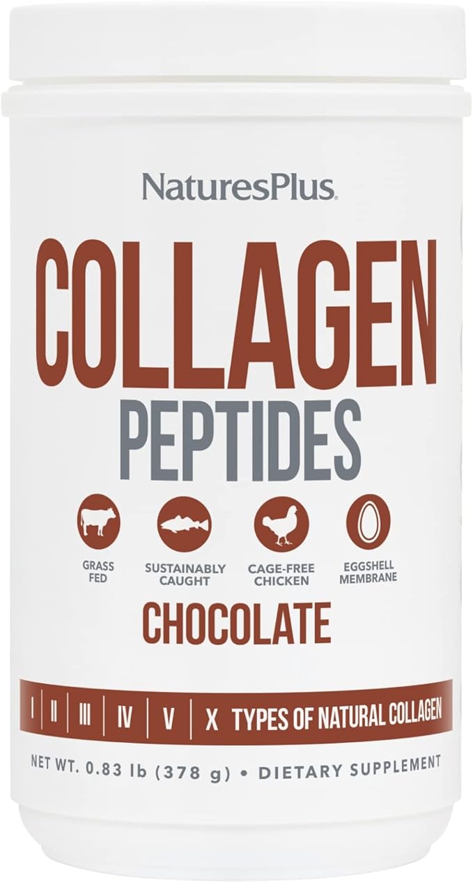 NaturesPlus Collagen Peptides, Chocolate - 0.83 lb Powder - Hair, Skin, Nail & Joint Health, Immune System Support - Non-GMO, Gluten Free - 14 Servings