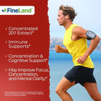 FineLand Red Korean Panax Ginseng 20:1 Extract - Concentrated Immune & Cognitive Support Supplement for Men & Women - 120 Veggie Capsules