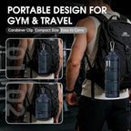 BYLWORKOUT 3-Layer Protein Powder Travel Container with Funnel and Keychain | Portable Food Storage Organizer for Gym, Fitness, Kitchen, Camping, Hiking, and Travel (Ink Blue)