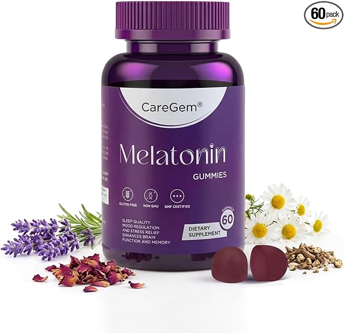 Sleep Aid | 5mg Melatonin Gummies with Ashwagandha, Valerian Root & L-Theanine | Natural Sleep Support for Adults | Stress Relief & Relaxation | Non Habit Forming 60 Count