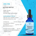 Absonutrix Vitamin D3 K2 Drops, 390mg, 4 Oz Liquid, 302 Servings, Made in USA, Quick Absorption, Quality Potent Ingredients, Non-GMO, GMP Certified, Cruelty-Free Products, (Immuni-D3)
