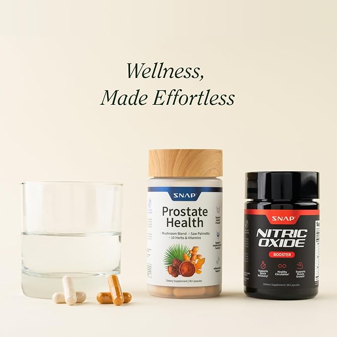 Snap Supplements Prostate Health & Nitric Oxide Supplement Bundle for Men, 90 + 60 Vegetarian Capsules (1 Month Supply)