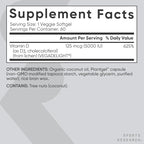Sports Research Vegan Vitamin D3 5000IU (125 mcg) with Coconut Oil | 100% Plant-Based Vitamin D for Bone, Joint & Immune Support | Carrageenan Free, Vegan Certified & Non-GMO Verified (60 Softgels)