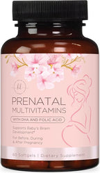 Prenatal Vitamins for Women - Prenatal Multivitamin with Folic Acid & Omega 3 DHA Fetal Development Support - Pregnancy Vitamin Supplement with, Vitamin A, C, D, B6, B12 & Iron - 60 Softgels