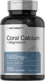 Horbäach Coral Calcium 1500mg Capsules | 150 Count | Plus Magnesium | Non-GMO & Gluten Free Supplement