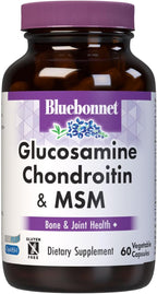 Bluebonnet Nutrition Glucosamine Chondroitin & MSM, Glucosamine, Bone & Joint Health*, Non-GMO, Gluten-Free, Soy-Free, Dairy-Free, 60 Vegetable Capsules, 20 Servings