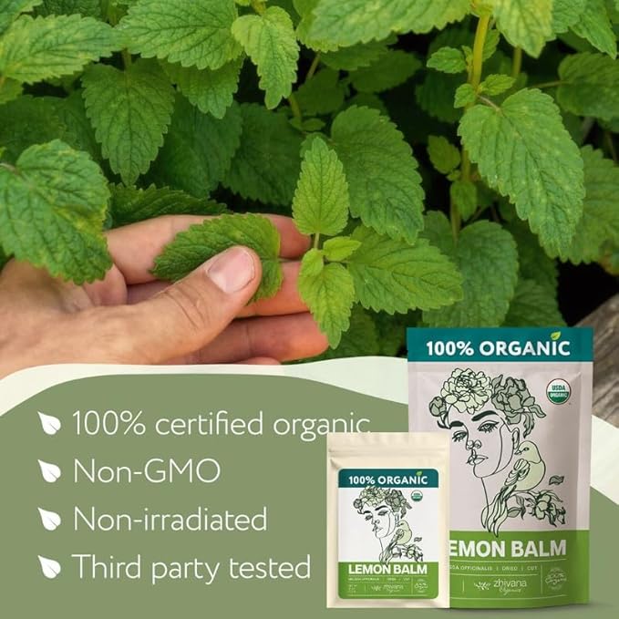 Organic Lemon Balm Tea Loose Leaf (4oz.) - Lemon Balm Leaves - Loose Leaf Melissa Tea - Te de Tolonjil - Natural Support for Stress Response, Sleep, Digestion