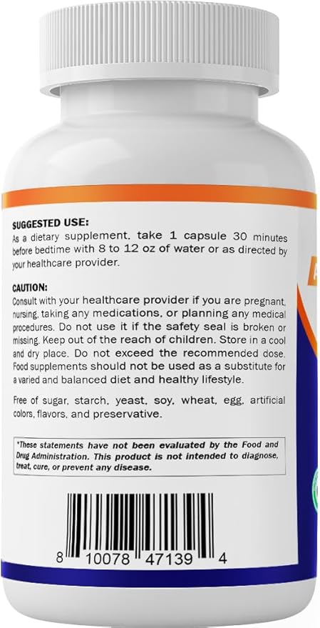 Vitamatic Advanced Sleep Aid with Melatonin - 120 Vegetable Capsules Made with B6, Magnesium, L-Theanine, L-Tryptophan, 5-HTP, GABA, Valerian, Chamomile, Passion Flower, Ashwagandha & Black Pepper