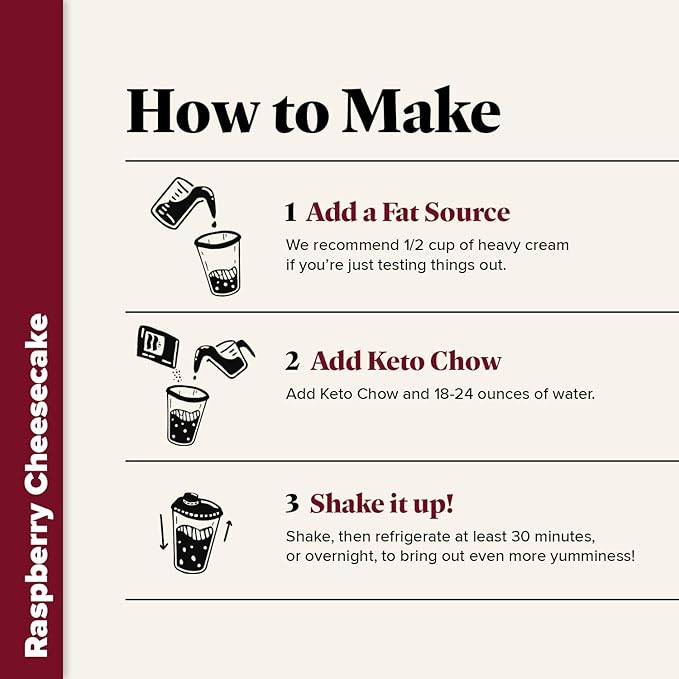 Keto Chow Raspberry Cheesecake | Keto Meal Replacement Shake Powder | Nutritionally Complete | Low Carb | Delicious Easy Meal Substitute | Protein Rich You Choose The Fat | Single Meal Sample