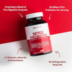GOBIOTIX Detox Probiotic Supplement for Digestive Health - Milk Thistle, Turmeric, and Dandelion Root, Enzymes for Gut Health - 50 Billion CFU - 60 Capsules
