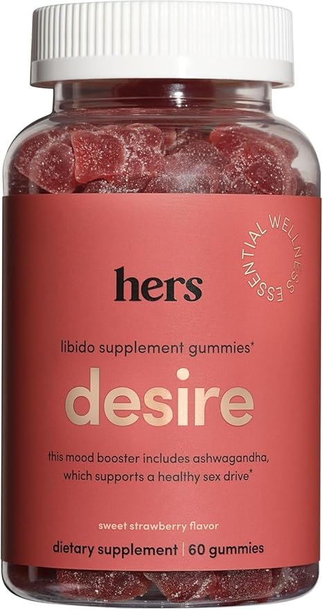Hers Desire Libido Supplement Gummies - Vegan, Gluten Free, no Artificial Flavors - 60 Count
