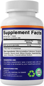 Vitamatic Chelated Boron (as Glycinate) 10mg 240 Tablets - Supports Hormone Balance, Bone Health & Connective Tissue- 2 Pack