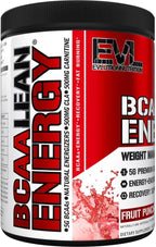 EVL BCAA Lean Energy Powder - Pre Workout Green Tea Fat Burner Support with BCAAs Amino Acids and Clean Energizers - BCAA Powder Post Workout Recovery Drink for Lean Muscle Recovery - Fruit Punch