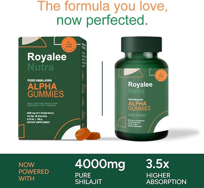 10-in-1 Alpha Gummies for Men – 4000 mg Himalayan Shilajit with Tongkat Ali & Maca – 75% Fulvic Acid, Sugar-Free Vegan Energy and Vitality Support, 85+ Trace Minerals, 60 Count