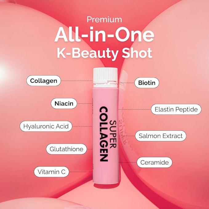 VITALBEAUTIE Super Collagen Drink – 3,500mg Low‑Molecular Fish Collagen (5 Types) – K‑Beauty Liquid Beauty Ampoules, Mixed Berry Flavor (Naturally & Artificially Flavored) – 14 x 25 mL