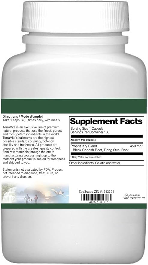 Black Cohosh and Dong Quai Combination - 450 mg (100 Capsules, ZIN: 513391) - 3 Pack