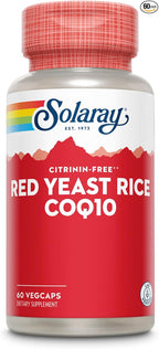 SOLARAY Red Yeast Rice Plus CoQ-10 & No-Flush Niacin Vitamin B-3, Healthy Heart & Cardiovascular Support, Non-Irradiated & Citrinin Free, 60 Servings, 60 VegCaps