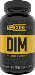 5% Nutrition Core DIM Supplement | Estrogen Regulation Support for Men & Women | Natural Diindolylmethane w/Calcium D-Glucarate, Organic Broccoli Powder + Bioperine (30 Servings / 60 VegCaps)