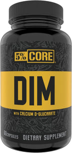 5% Nutrition Core DIM Supplement | Estrogen Regulation Support for Men & Women | Natural Diindolylmethane w/Calcium D-Glucarate, Organic Broccoli Powder + Bioperine (30 Servings / 60 VegCaps)