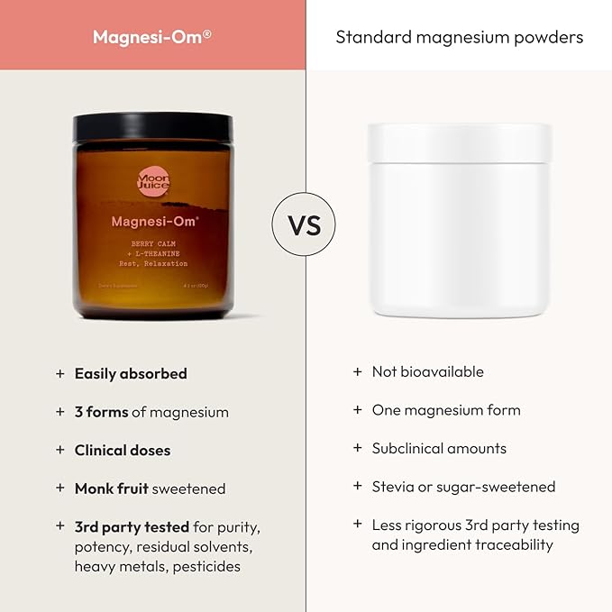 Moon Juice Magnesi-Om Magnesium Powder Supplement - Chelated Magnesium Complex + L-Theanine Blend for Rest, Relaxation & Regularity - Vegan, Non-GMO & No Sugar, Berry, 4.2 oz, 30 Servings