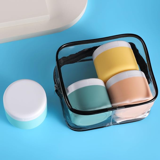 kuangre Travel Containers for Toiletries, Silicone Cream Jars BPA-Free, Leak-proof 3oz Travel Size Containers, Portable Size Silicone Jars with Lid for Cosmetic Face Hand Body Cream (4 Pack)