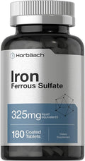 Horbäach Iron Ferrous Sulfate | 180 Count | Vegetarian, Non-GMO & Gluten Free Dietary Supplement