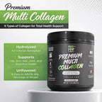Multi Collagen Peptides Powder Unflavored - 5 Types Multi Collagen Complex (I, II, III, V, X) - Grass Fed Hydrolyzed Powder Collagen for Hair, Skin, Nails, Joints & Gut Health - 30 Servings