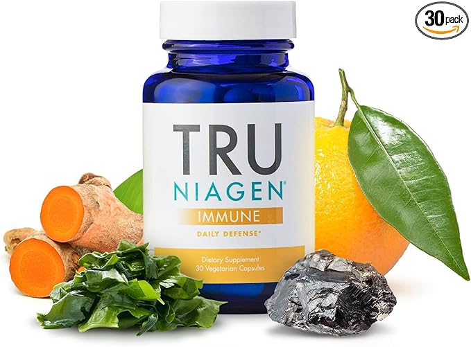 TRU NIAGEN Immune Support Supplement - Daily Defense - Vitamin C from Fermentation, Vegan Vitamin D3 2000 IU, Zinc, Plus Theracurmin (Curcumin) + Multi Award-Winning NAD Boosting Niagen 150mg 30ct