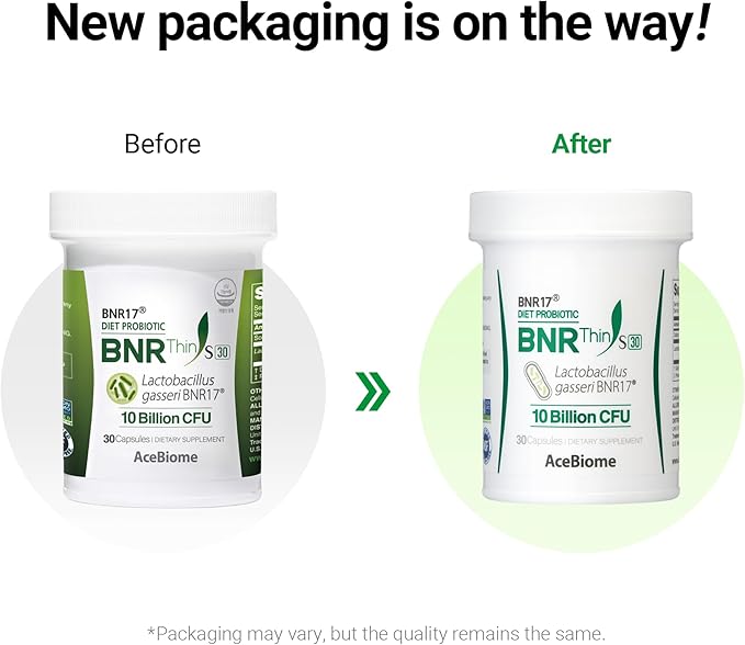 BNRThin S30, Lactobacillus Gasseri BNR17, 10 Billion CFU Guaranteed, 90 Capsules (90 Serving, 3 Packs of 30)