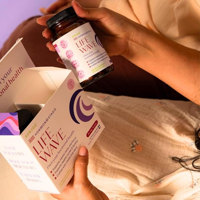 SPRIGS Life Wave Phase 2 Hormonal Support Kit for Women | Supplements for Healthy Hormone Balance, Regular Menstrual Cycle, Balanced Mood & Fertility | 120 Herbal Capsules & 60 Wheat Germ Oil Softgels